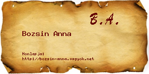 Bozsin Anna névjegykártya